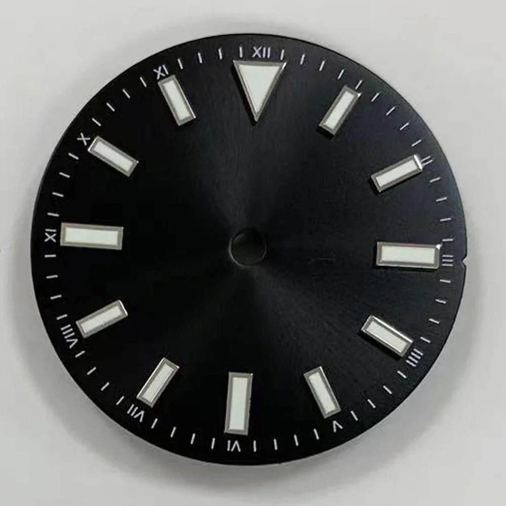 Black Sunray Watch Dial Stripe Nails Green Lume Roman Font Modified for NH35/8215/2836