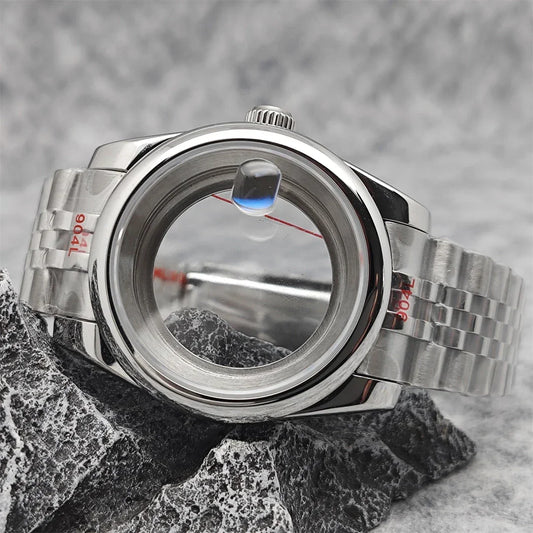 39mm Steel Watch Case for NH35 NH36 4R 7S Case +Strap with Sapphire Crystal