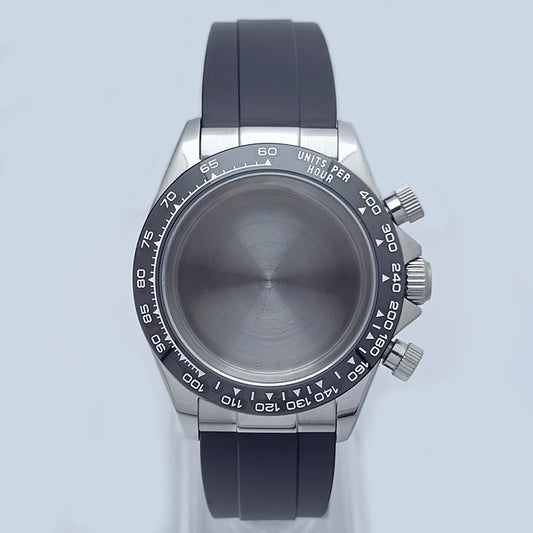 316L Steel 39mm Silver Case+Watch Rubber Strap Case Fit VK63 Modified Part