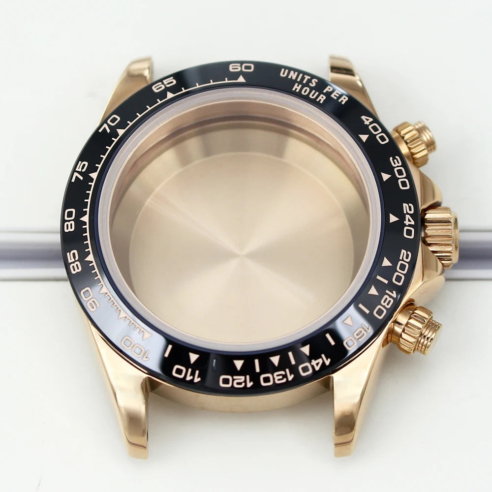 39mm Watch Case Stainless Steel Watch Strap Sapphire Crystal Glass For VK63