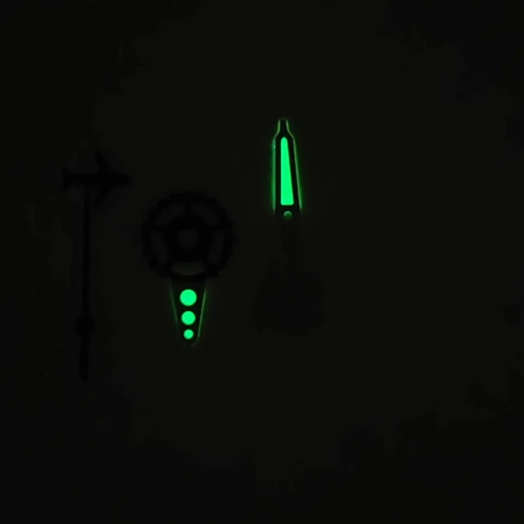 Gear Shape Pointer Airplane Second Hand Green Luminous Hands Set for NH35/NH36
