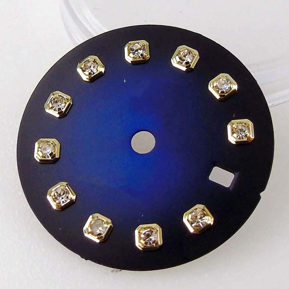 Nologo Dial Face fit NH05 NH06 NH07 Watch Movt 20.5mm Sunburst Watch Dial with Rhinestone Markers for 26mm Lady Watch Parts Mod