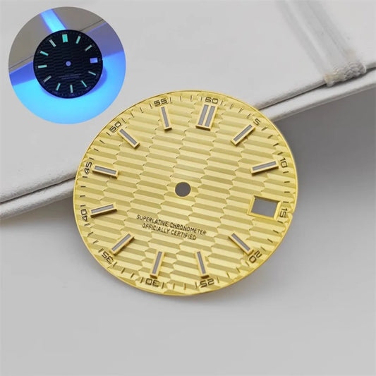 28.5mm Watch Dial Metallic Texture Surface Log BGW9 Luminous for NH35 Movement