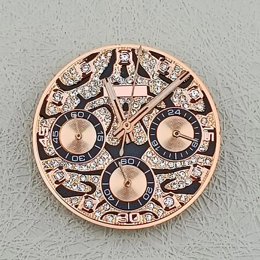 29.5mm Embedded Diamond Watch Dial for VK63 Quartz Watch For Dtn 39mm Case