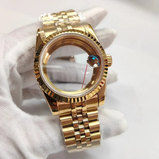 36/39mm Watch Case Transparent Back Cover with Date Window for NH35 NH36