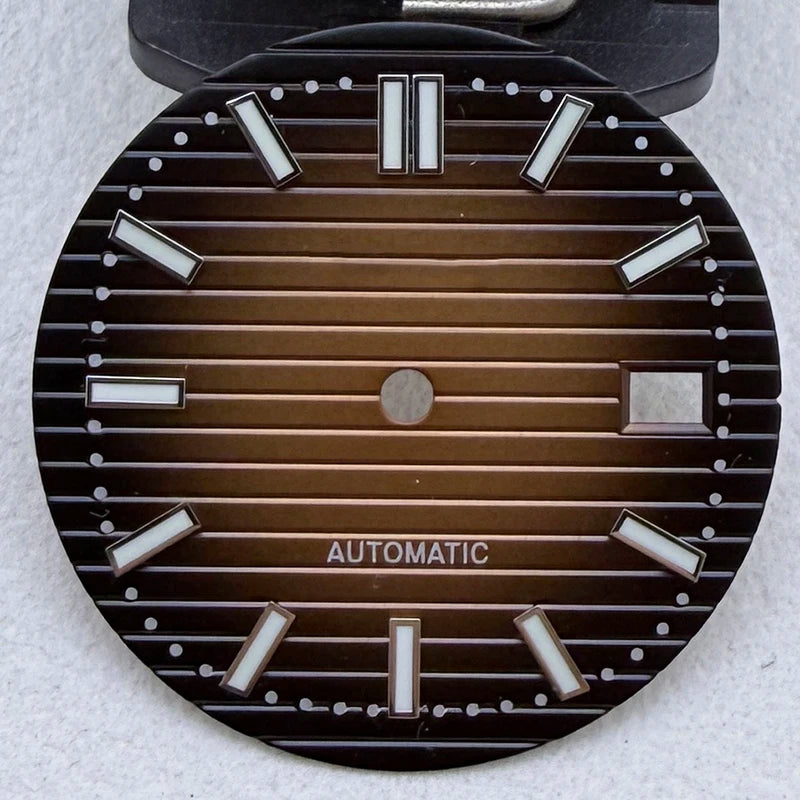 30.5mm S Logo Silver Nail Nautilus Watch Dial Fit NH35/NH36/7S/4R Movement