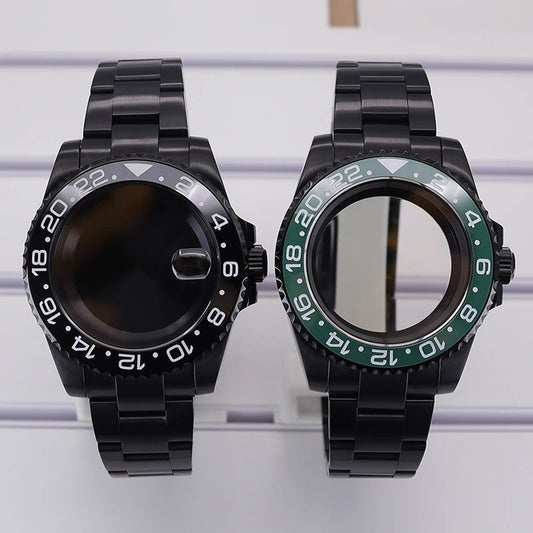 40mm PVD Watch Case Strap For NH34/35/36 GMT Eta2824 Miyota8215 Sapphire Crystal