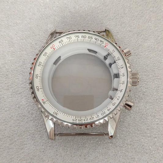 46.5mm Large Steel Watch Case Strap Set with Mineral Glass and Hands for VK63