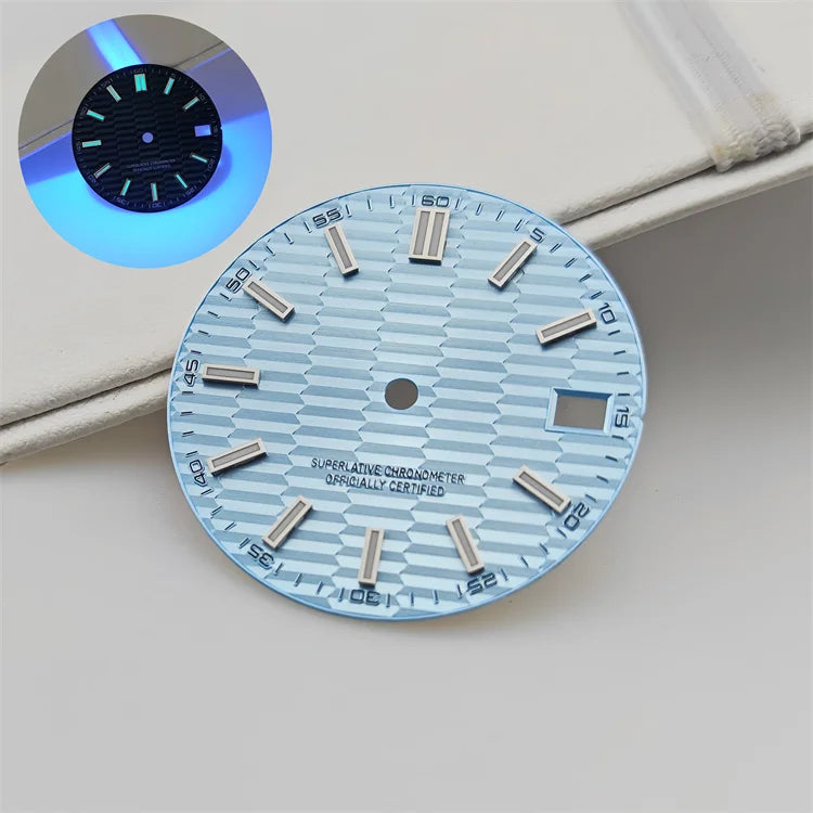 28.5mm Watch Dial Metallic Texture Surface Log BGW9 Luminous for NH35 Movement