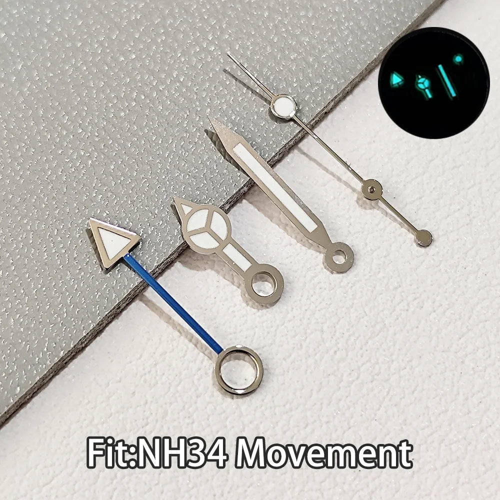 For NH34 GMT Hands Watch Hand Parts Blue&green BGW9 Luminous For NH35 Movement