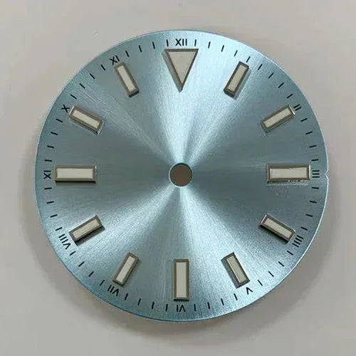 Sky Blue Sunray Watch Dial Stripe Nails Green Lume Roman Font Modified for NH35/8215/2836