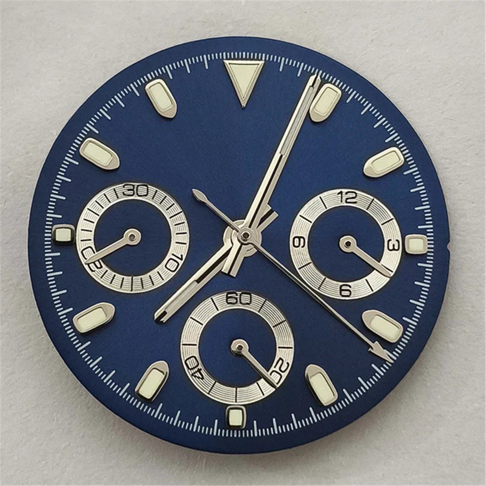 29.5mm Blue Watch Dial with Watch Hands Green Luminous for VK63
