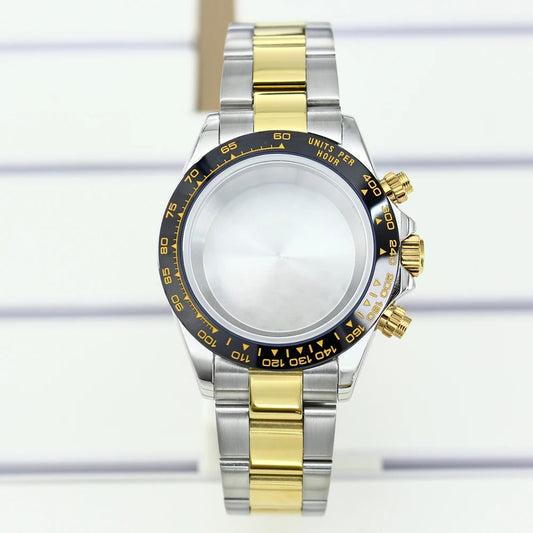 39mm Watch Case Stainless Steel Watch Strap Sapphire Crystal Glass For VK63