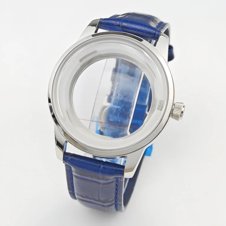 40mm Watch Case & Leather Watch Strap Set Stainless Steel Cocktail Case for NH35