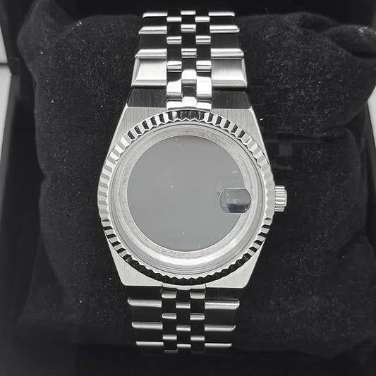 39.5mm Land-Dwellwe Steel Watch Case+Strap Sapphire Glass 33.8mm Dial Fit NH35
