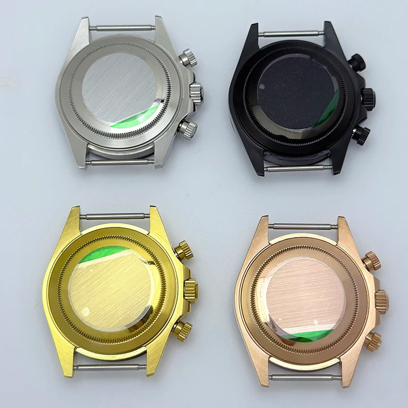 316L Steel 39mm VK63 Gold Watch Case Sapphire Glass Ceramic/Steel Bezel Fit VK63