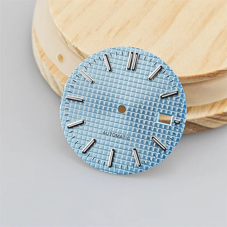 31mm Watch Dial Green Luminous Retro Silver Bar Studs Watch Faces for NH35/NH36