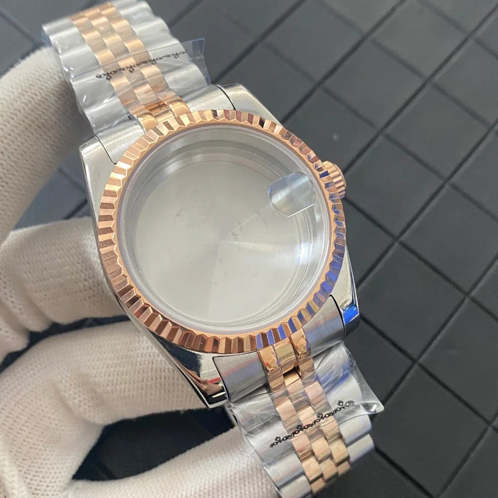 PVD 36mm Rose Gold Watch Case with Sapphire Crystal for NH35/NH36/4R Movement