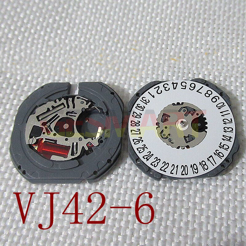 Hattori Epson quartz watch movement with date display at 3 and 6 o'clock, made in Japan.
