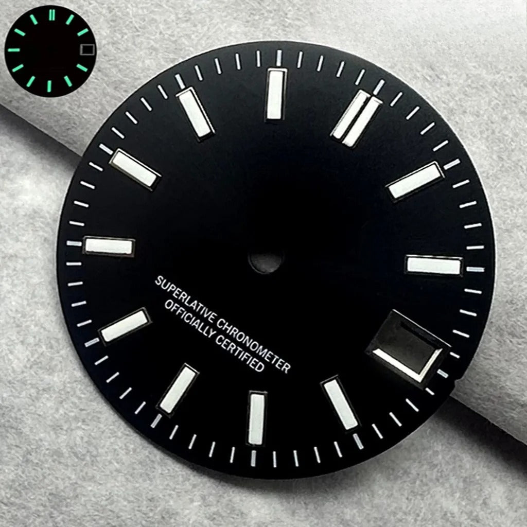 28.5mm Multicolor Date Window Green Luminous Dial For NH35 NH36/4R/7S Movement