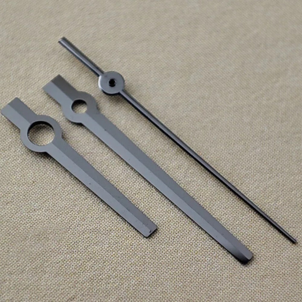 2 Sets Modified 12.5mm Black Square Pointed No Lume Hands for NH35/36 NH38 NH72