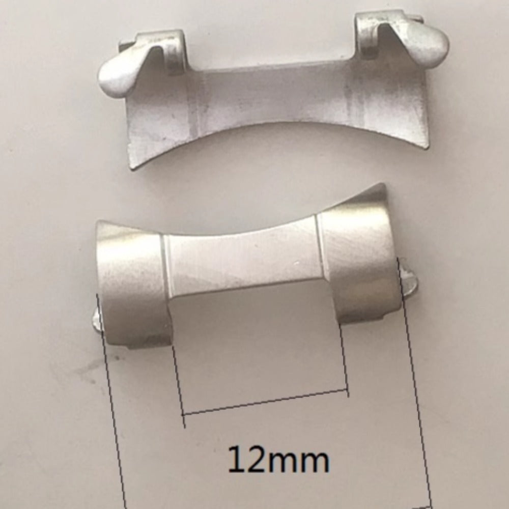 Silver matted 12x22mm curved end links with spring bars for bracelet watch bands #310
