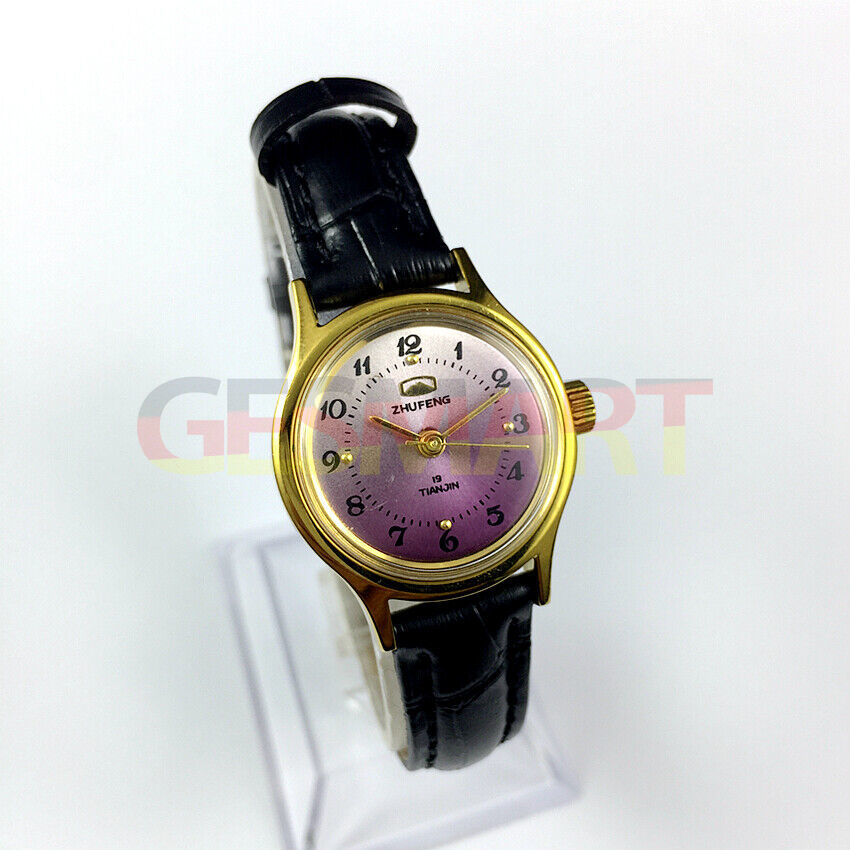 Montre mécanique manuelle Zhufeng pour femme, boîtier rond, 3 aiguilles, fond violet