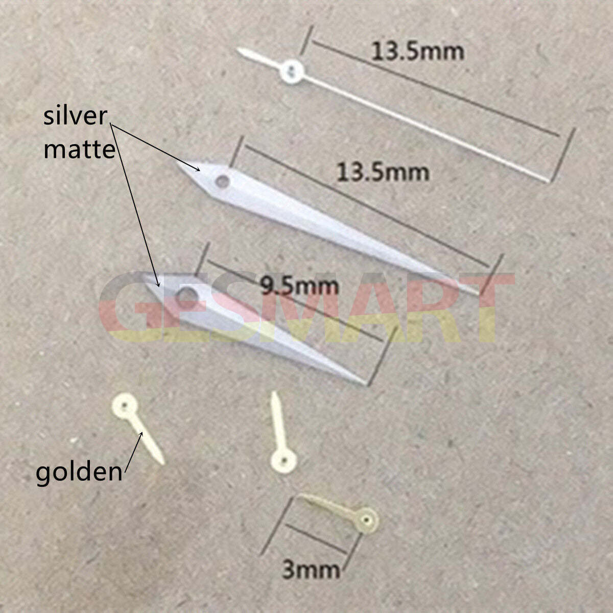 Aiguille de montre en forme de flèche avec garniture argentée mate de 11,5 mm pour VX3J VX9J VX7J VX3N VX9N