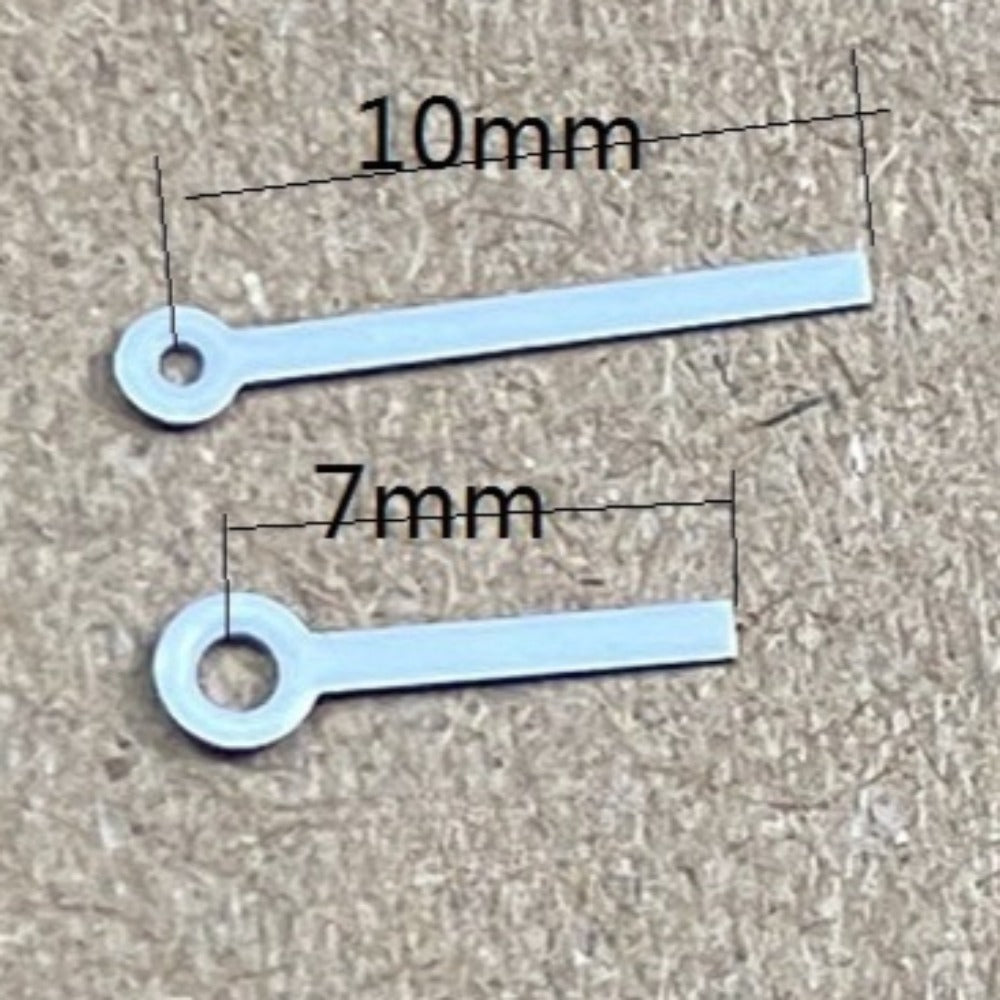 White painted 7x10mm watch hands for Ronda 763, 762, 751, 1062, 1063 movements.