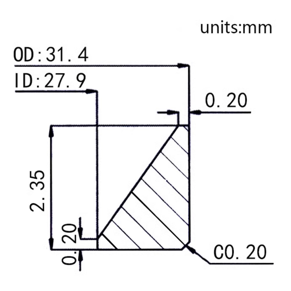 Black metal chapter ring 31.4x27.9mm, durable watch repair part for precise restoration.