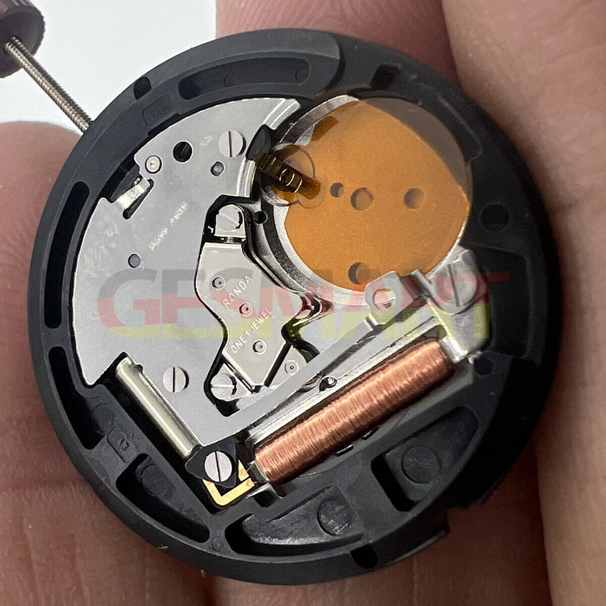 H2 Ronda 515 Swiss quartz watch movement with date at 6, high canon pinion, precision parts.