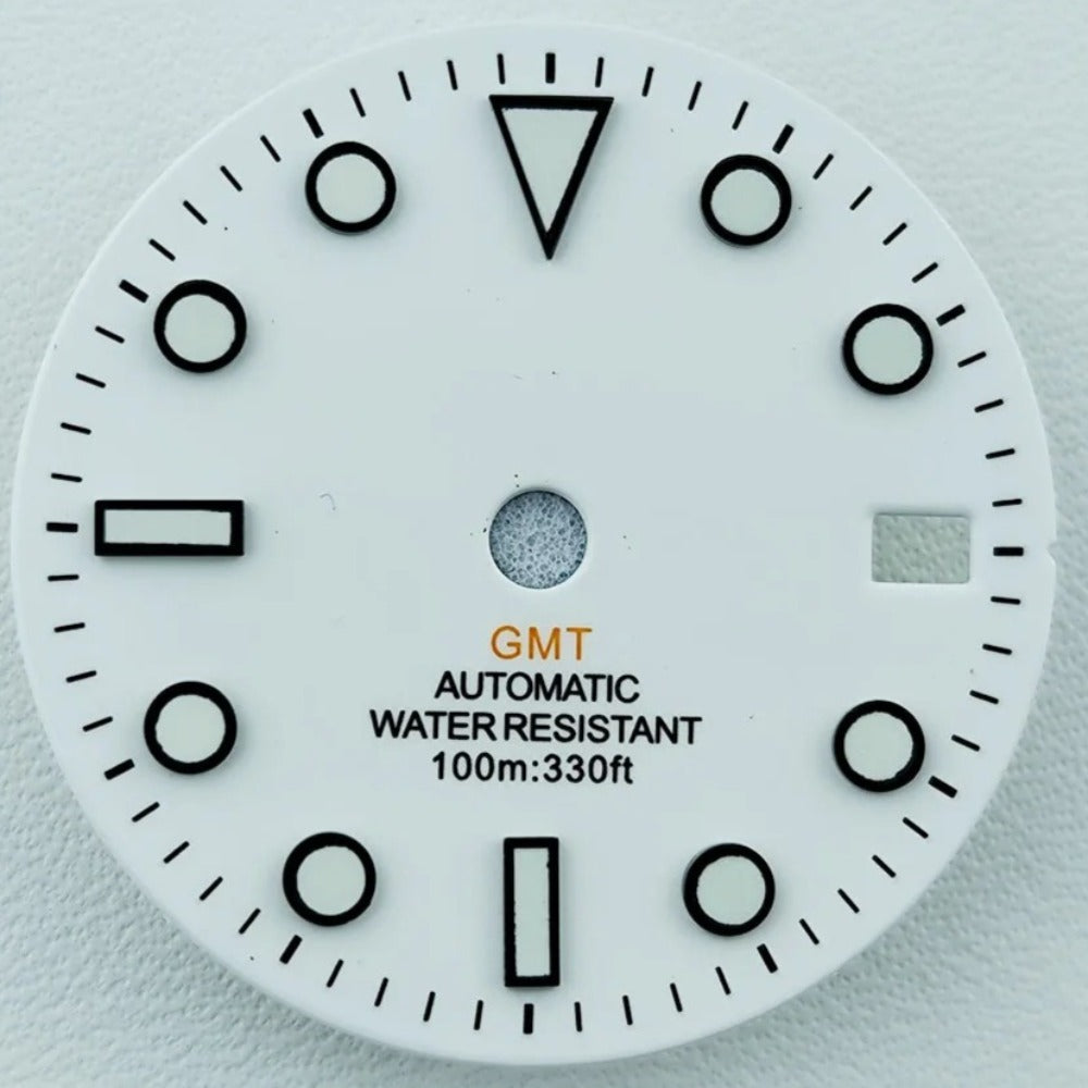 White 28.5mm Red GMT Watch Dial Suitable for NH34 Movement Watch Part
