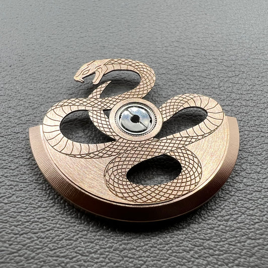 Rose gold snake pattern rotor for NH34 NH35 NH36 NH38 watch movements, elegant watch accessory.