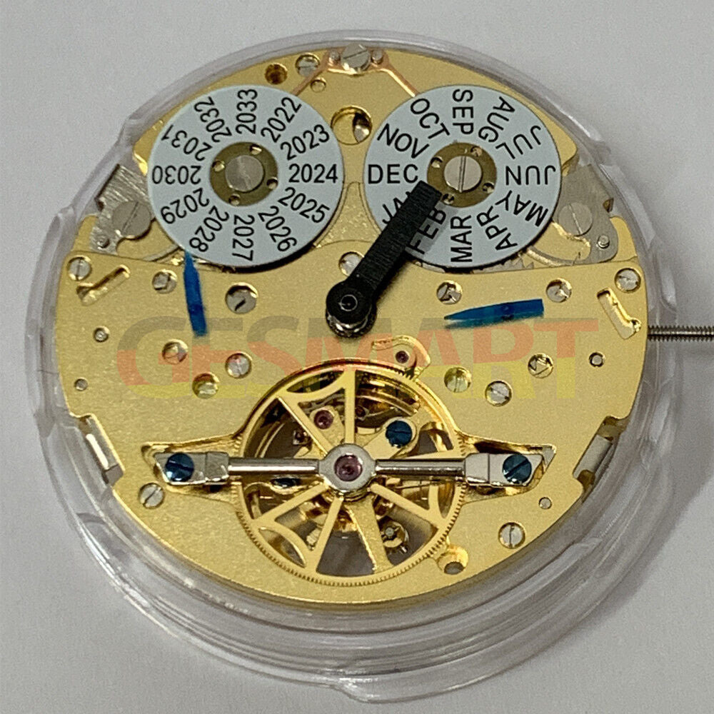 SHANGHAI Goldenes multifunktionales automatisches mechanisches Uhrwerk, ewiger Kalender