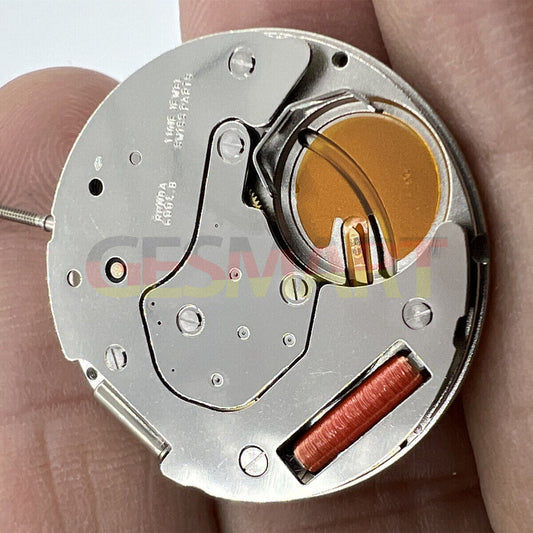 Ronda 6004B Swiss quartz watch movement with date display at 12 o'clock for precise timekeeping
