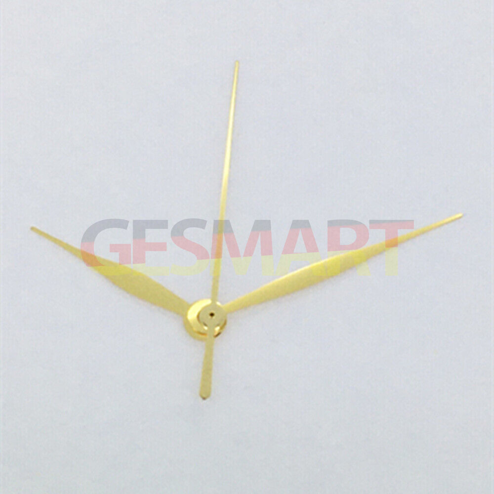 Golden polished long watch hands set by NO Lume, compatible with Asian 8215/2813/8205 movements.