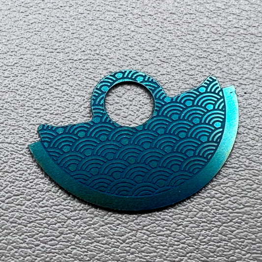 Dark green wave design metal rotor overlay for NH35 NH36 watch movements.