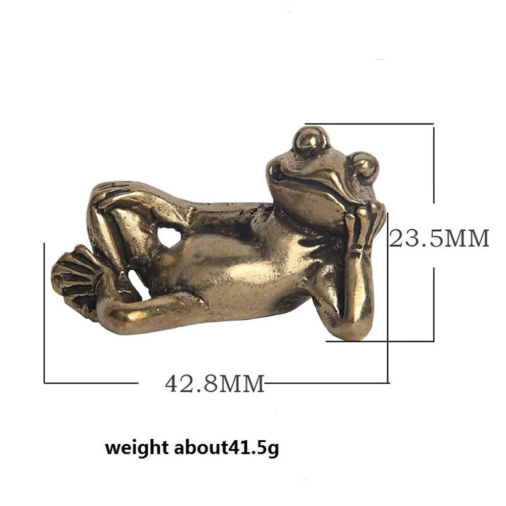Hand-carved solid copper sleeping frog trinket with vintage bronze finish artisans.