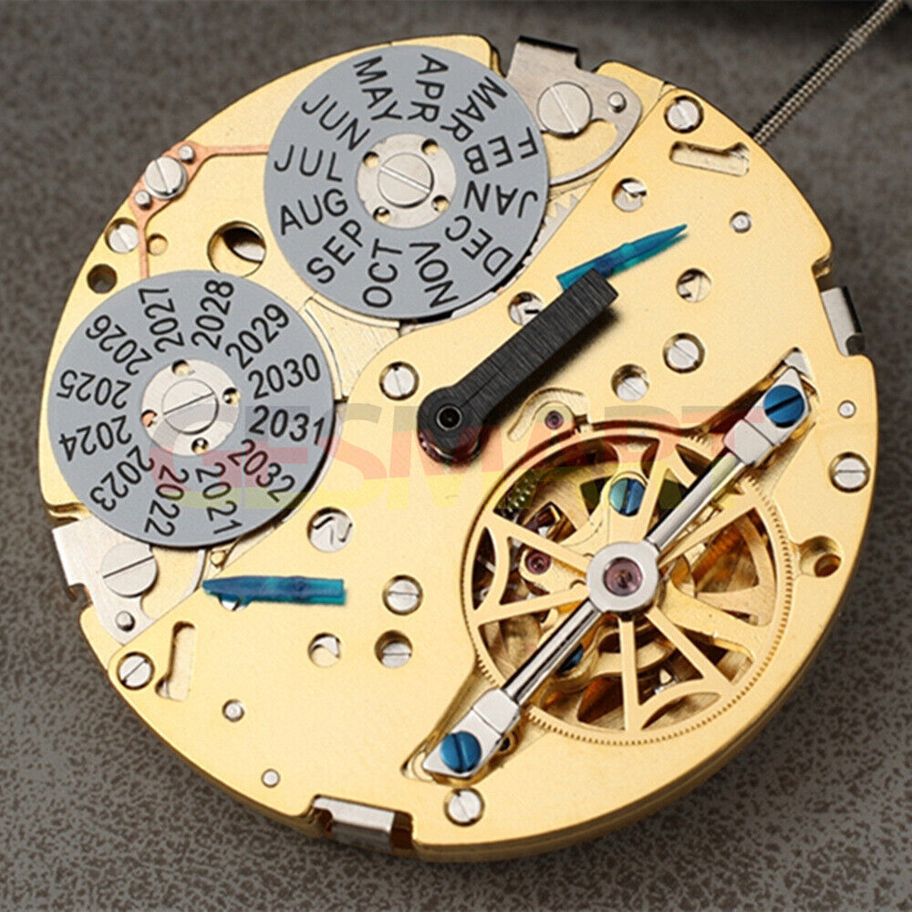 Mouvement mécanique automatique à calendrier perpétuel multifonctionnel doré de Shanghai