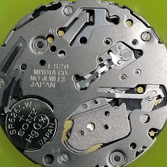 Japan Made FS20 quartz watch part with date at 12, multifunctional design for precise timekeeping.