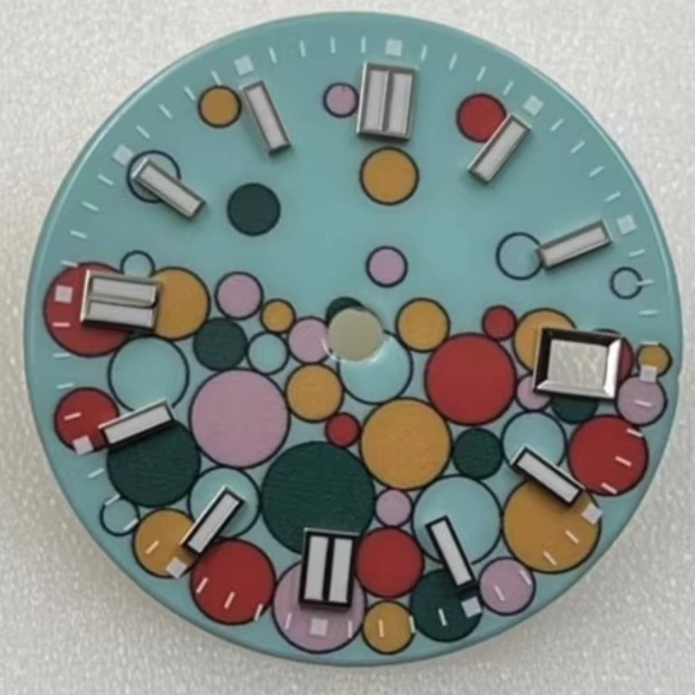 31mm Sky Blue Floral Dial by Modified, designed for NH35/NH34 watch movements, elegant diving style.