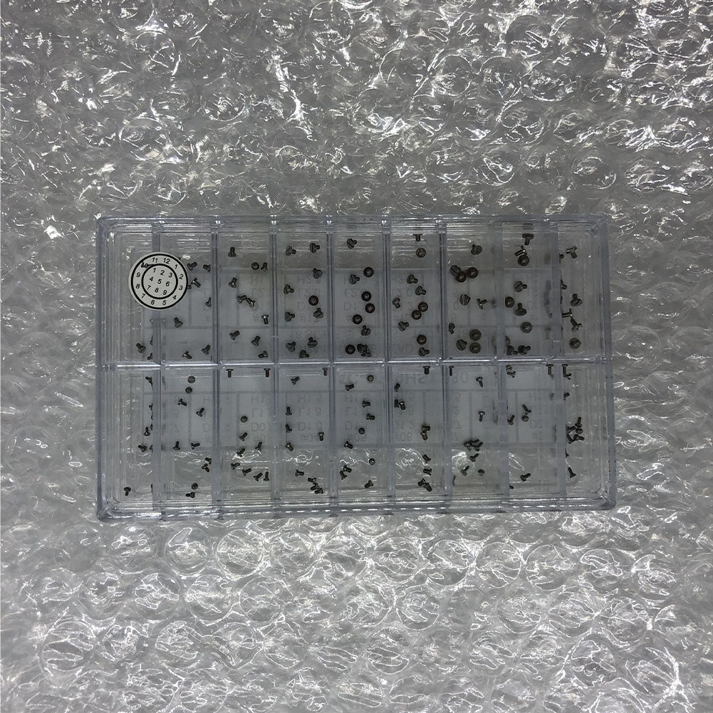 High End S/S Mini Screw set for watch case backs, straight line head, 8 sizes, 180PCS, precision brand-quality.