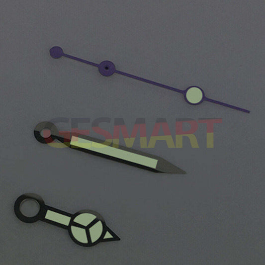 Purple second hand with green luminous tip for ETA2836/2846/2824 watch movements, enhancing visibility and style.