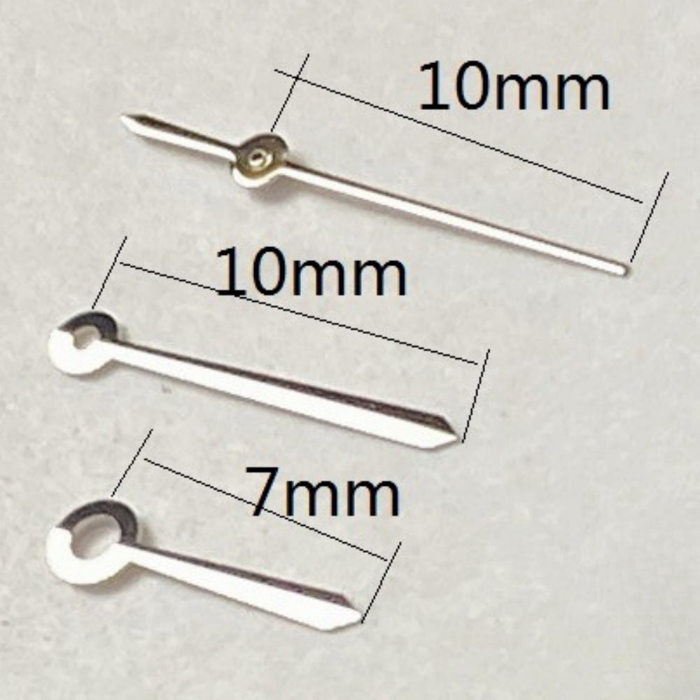 Aiguilles de montre argentées sans luminescence 10 x 10 x 7 mm pour mouvement à quartz Ronda 515