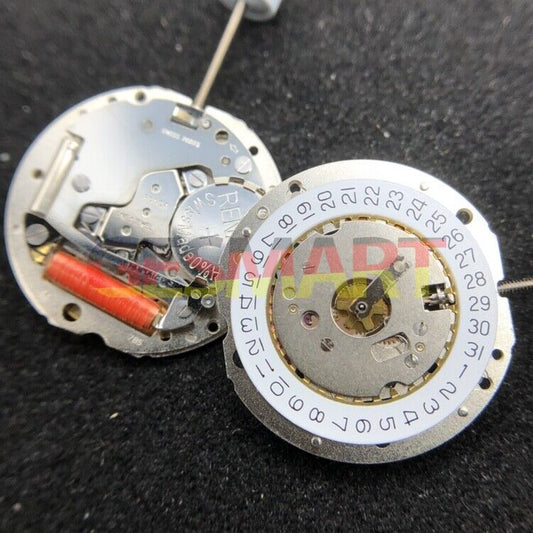 Ronda 785 quartz watch movement with date at 3, three-hand design for precise timekeeping.