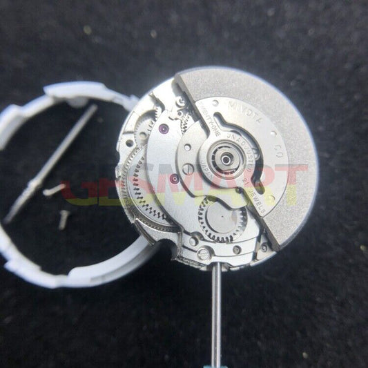Miyota 6T51 silver plated automatic watch movement, precision Japanese mechanical accessory.