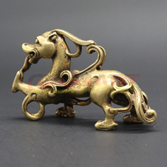 Solid Copper dragon figurine with vintage bronze finish, hand-carved details, perfect collectible decor.