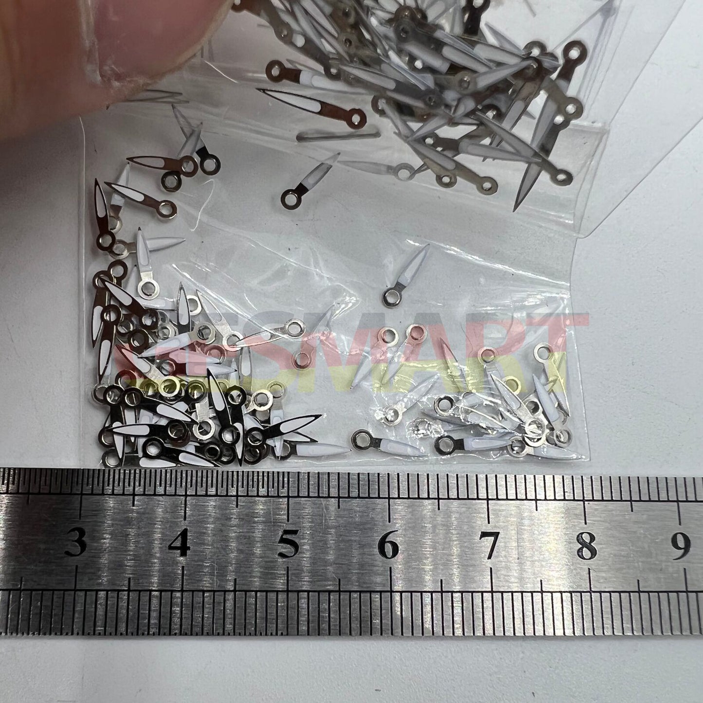 Lot de 100 aiguilles de montre luminescentes vertes argentées de 10 mm pour mouvement à quartz Miyota 2035