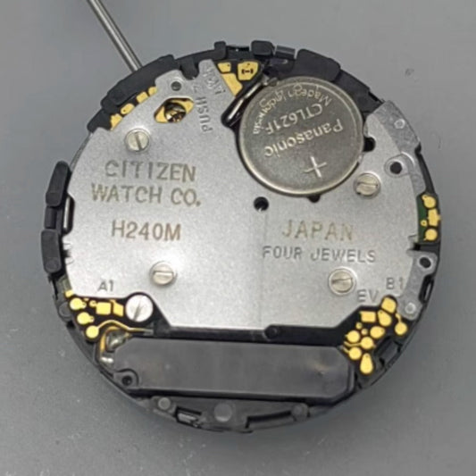 Citizen H240M Eco-Drive solar quartz watch movement, precise timekeeping for accessory repairs.