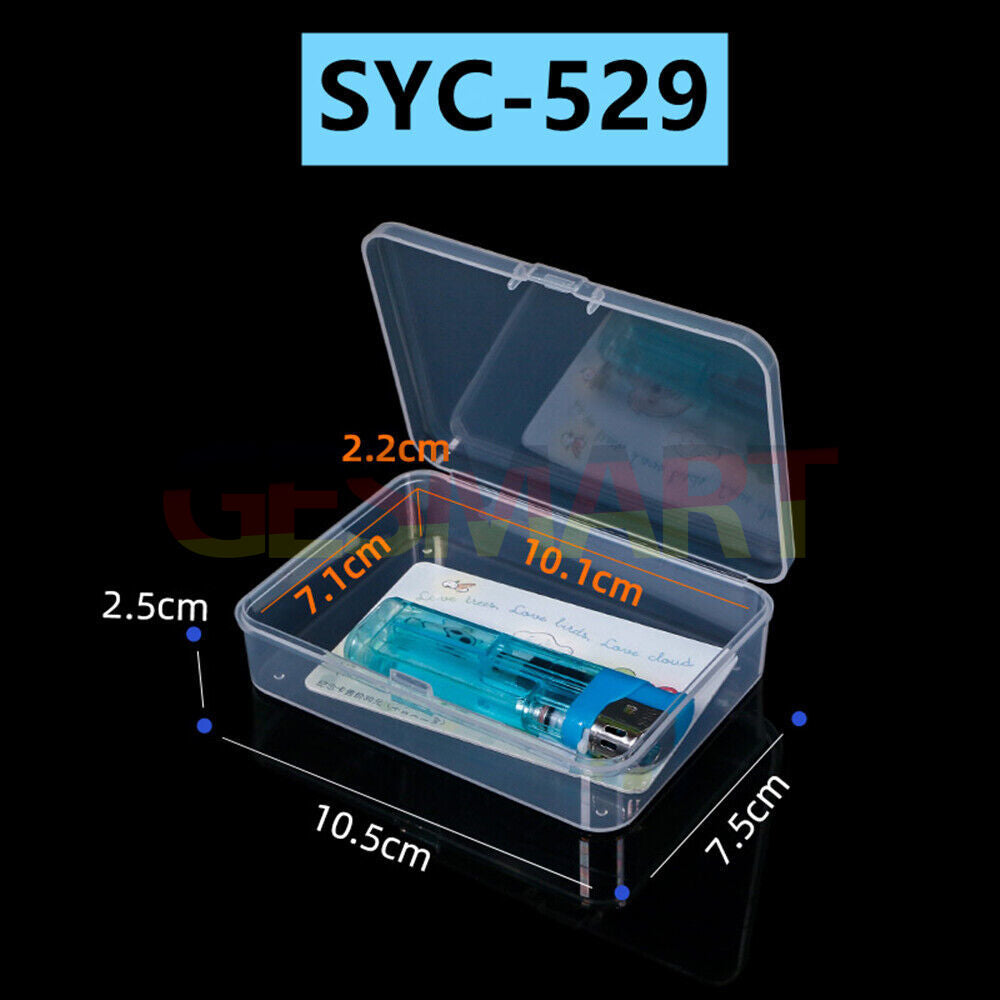 Set of 10 rectangular toolbox containers 2.5x10.5cm with hinged lids for secure storage and organization.
